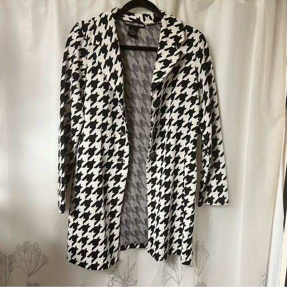 New Nina Leonard Black and White Houndstooth Blazer - Picture 4 of 9